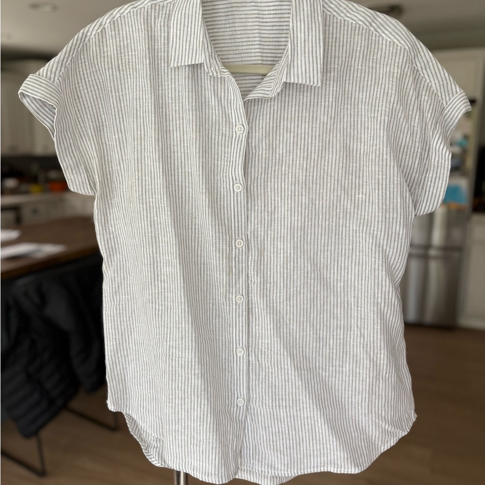 Striped Gray Women's Linen Shirt